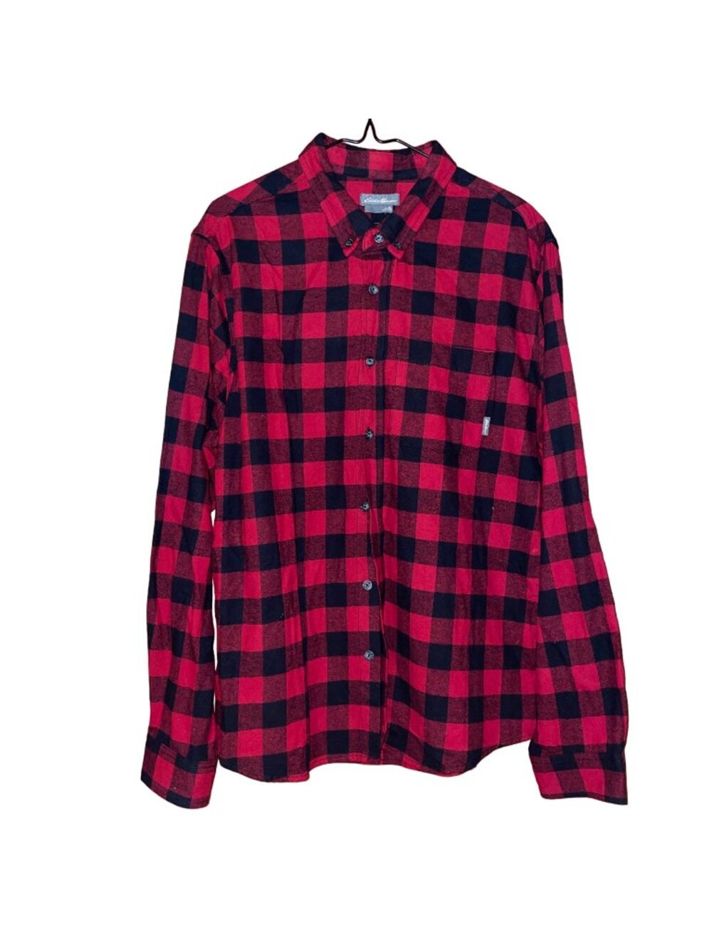 Eddie Bauer Mens XL Red & Black Plaid Button-Up Shirt